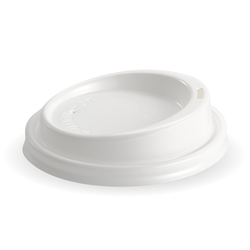 Hot Cup PS Lid Large (To Fit 6, 8, 10 &12oz) 90mm White - BioPak