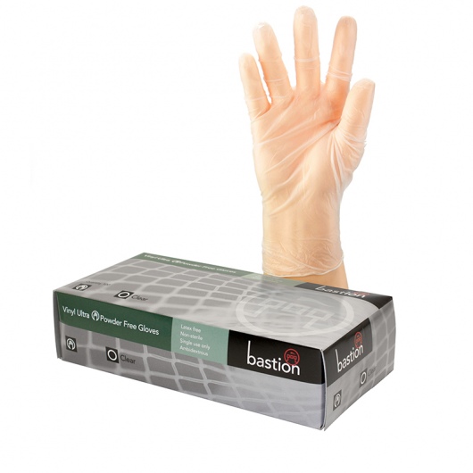 Vinyl Ultra PowderFree Clear Gloves MEDIUM - Bastion