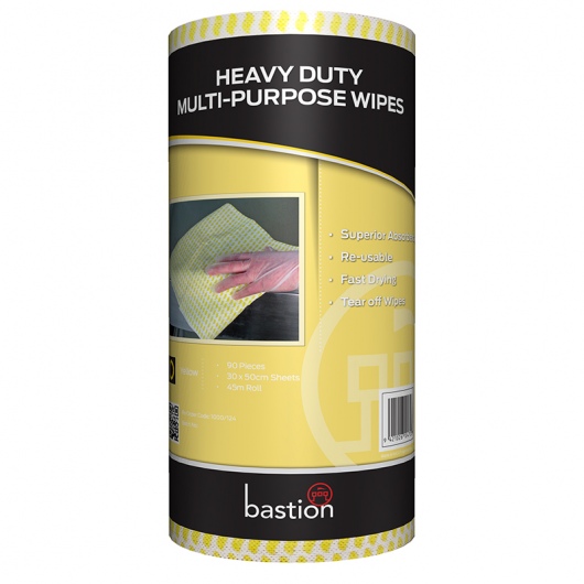 Heavy Duty Wipes on a Roll - Yellow - Bastion