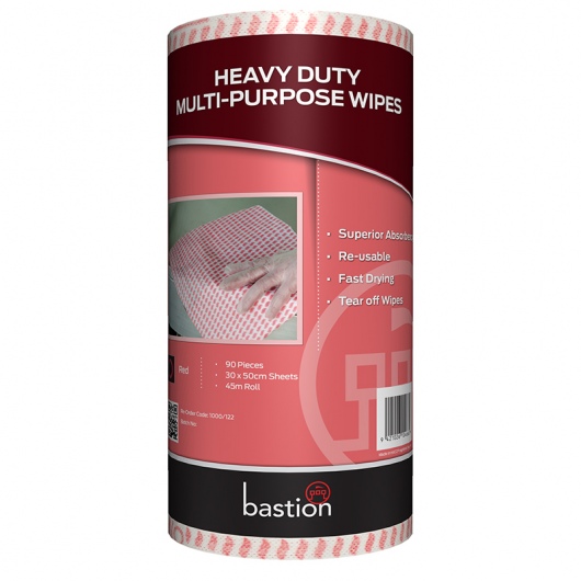 Heavy Duty Wipes on a Roll Red - Bastion