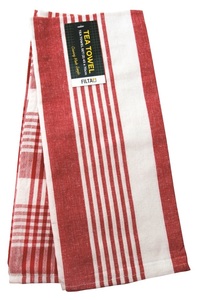 Tea Towel Woven Cotton Royal Red Set 2, Carton 96 - Filta
