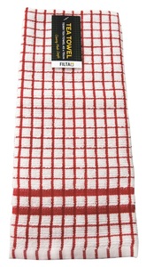 Tea Towel Terry Toweling Red, Pack 10 - Filta