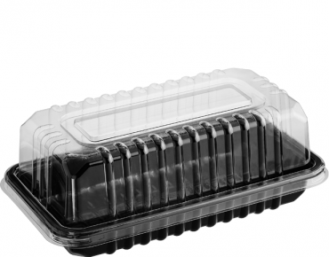 Eco-Smart' Clearview' Bar Cake, Black Base & Clear Lid - Castaway