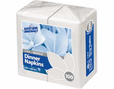2 Ply Dinner Napkins, RediFold', White - Castaway