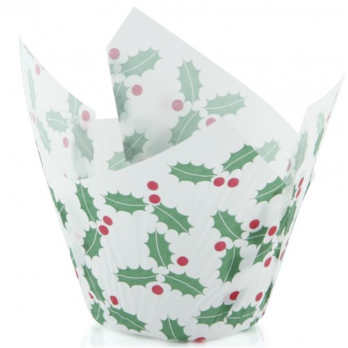 Texas Muffin Wrap - Christmas Holly (250 ctn) - Confoil