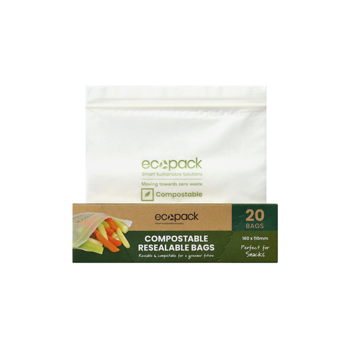 Resealable Bags Compostable Snack 160x110mm - Ecobags