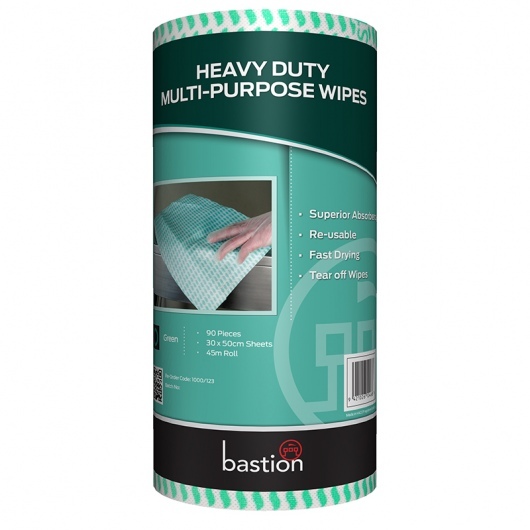 Heavy Duty Wipes on a 45m Roll - Green - Bastion