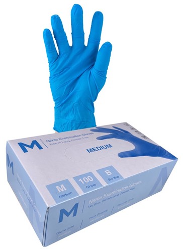 Nitrile Gloves 5.0g Sky Blue MEDIUM- Matthews