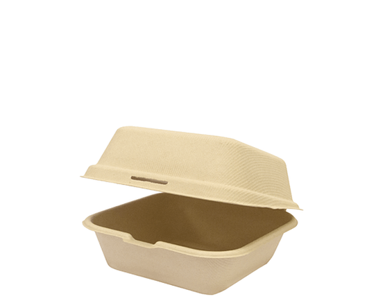 Enviroboard® Burger Clam w/Hinged Lid, Natural