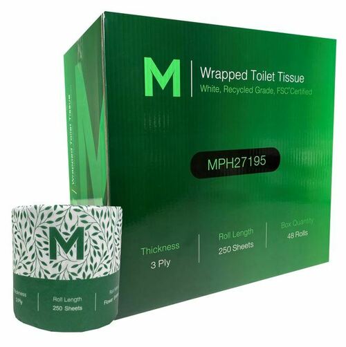 Recycled Wrapped Toilet Rolls 3ply, 250sh - Matthews