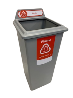 Recycling Bin 87Ltr Square Complete Open Lid / Orange Plastic - Trust
