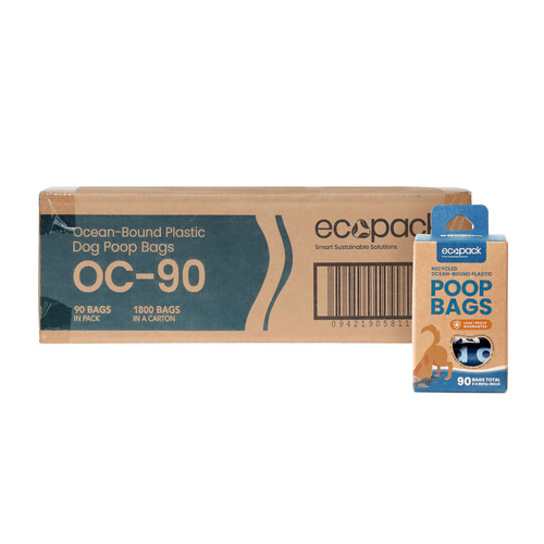 Dog Poop Bags Ocean-Bound Recycled Plastic Carton (20x90 Bags) - Ecopack