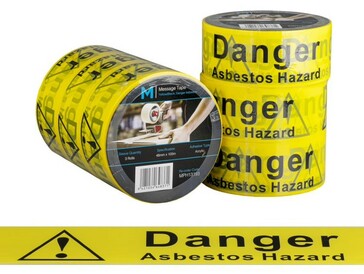 Message Tape Danger Asbestos - Yellow/Black, 48mm x 100m x 50mu - Matthews