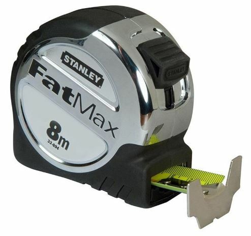 Heavy Duty Tape Measure - SIlver, 25mm x 8m Long - Matthews