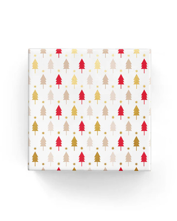 Xmas Trees Wrap Beige Red Gold - Bee Dee