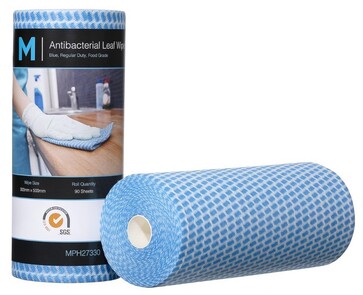 Antibacterial Leaf Wipes - Blue, 300mm x 500mm, 90 Sheets, 60gsm *Regular Duty - Matthews