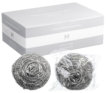 Stainless Steel Scourer - Silver, 70g Scourer Weight Carton 60 *Individually Wrapped - Matthews