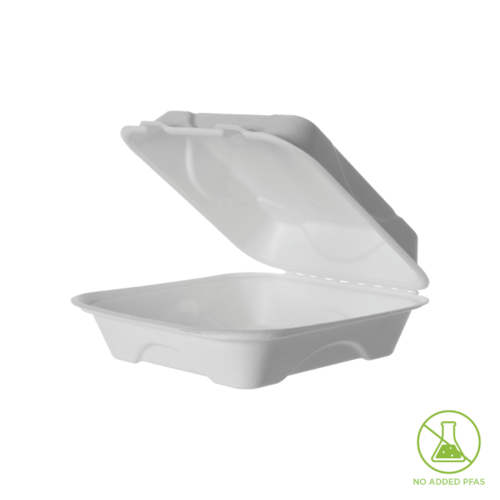 Sugarcane Clamshell, 8x8x3in White 200 x 200 x 75 - Detpak