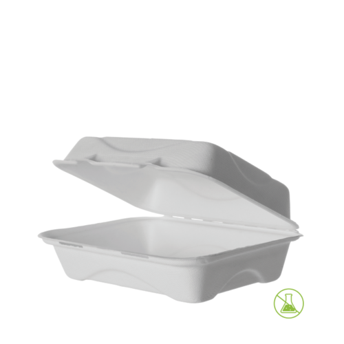 Sugarcane Clamshell, 9x6x3in White 230 x 150 x 75 - Detpak