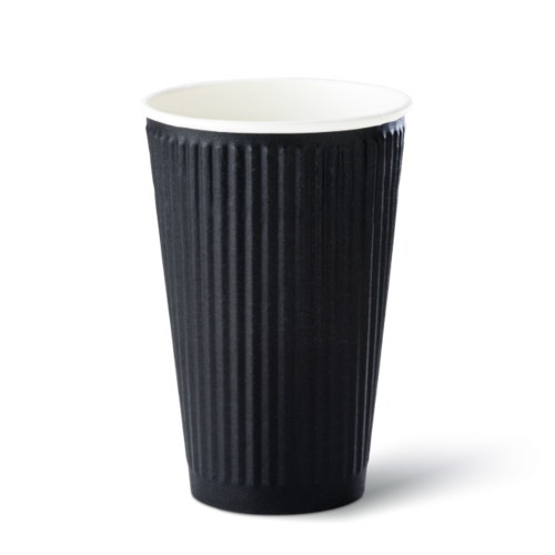 RIPPLE REFINED' 16oz Hot Cup Black 89mm - Detpak