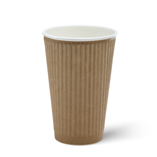 RIPPLE REFINED™ 16oz Hot Cup Brown 89mm - Detpak