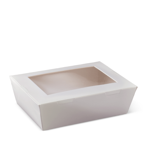 Large Window Lunch Box (1900ml) White 195 x 140 x 65 - Detpak