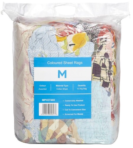 Coloured Sheet Rags - Assorted 10kg Compressed Bale A Grade - Matthews