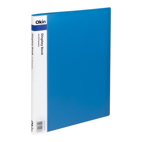 Okin Display Book A4 with Insert Spine 20 Pocket Blue