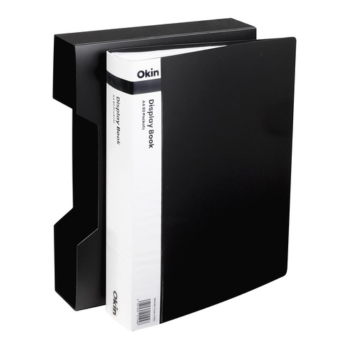 Okin Display Book A4 with Insert Spine 80 Pocket with Case Black