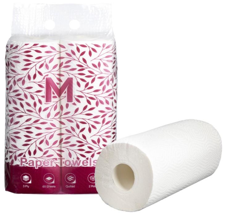 Kitchen Paper Towels - White, 272mm x 226mm, 3 Ply - Matthews Packaging