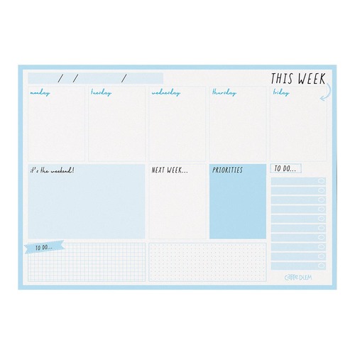 Carpe Diem Weekly Planner Pad Sky Blue