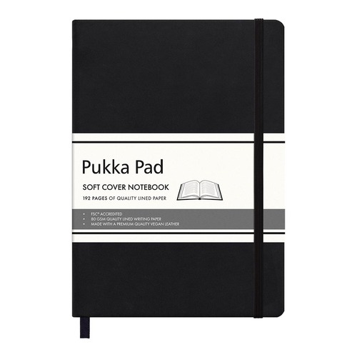 Pukka Soft Cover Lined Notebook 144 x 210mm Black
