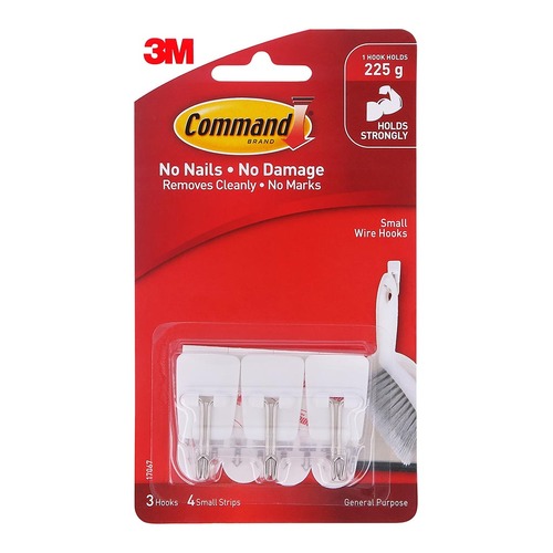 Command Hook 17067 Small White Wire, Pack of 3
