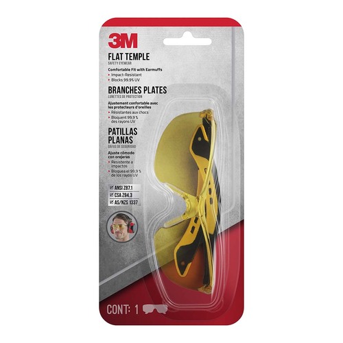 3M Flat Temple Eyewear Anti Scratch 47013H1-DC Amber Lens