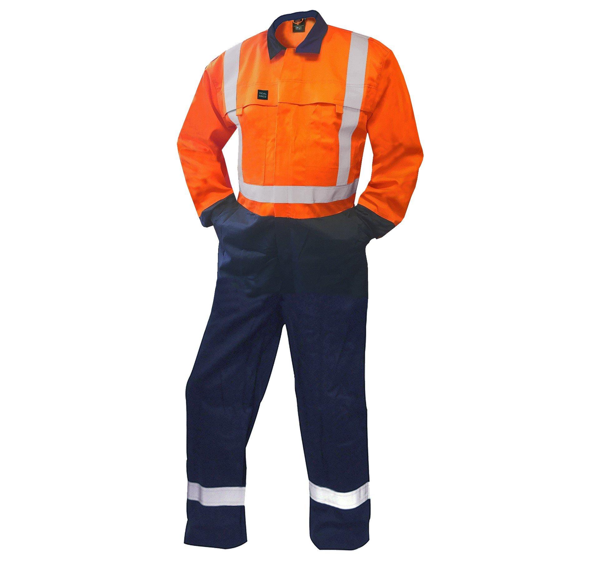 Fr Overall, 240 Gsm.88/12 11 Cal, Orange/Navy D/N-Size 14