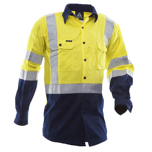 170 Gsm Cotton Shirt, Long Sleeve, Yellow/Blue, Dn-Size 8Xl