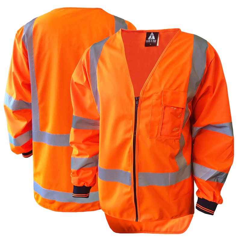 Hi-Vis Vest, Long Sleeve, Zip, Ttmc, Orange-Size 8Xl