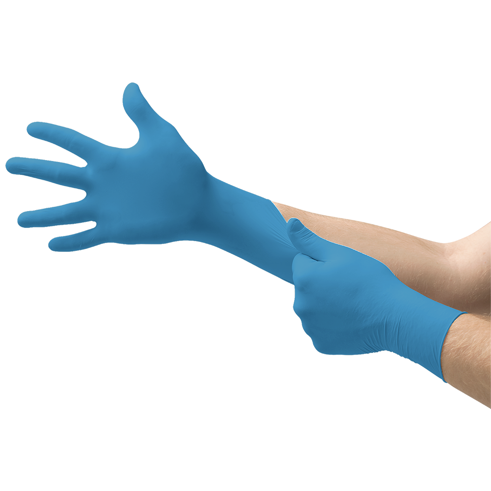 Ansell TouchNTuff 92-670 Powder-Free Nitrile Disposable Gloves for Food Processing and Heavy-duty Jobs - M